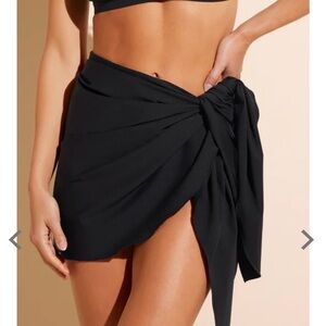 The Stylest Dream Sculpt Navy Side-Tie Sarong Cover-Up.